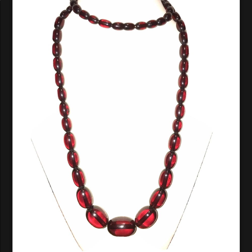 Vintage Cherry Bakelite 34” Necklace
